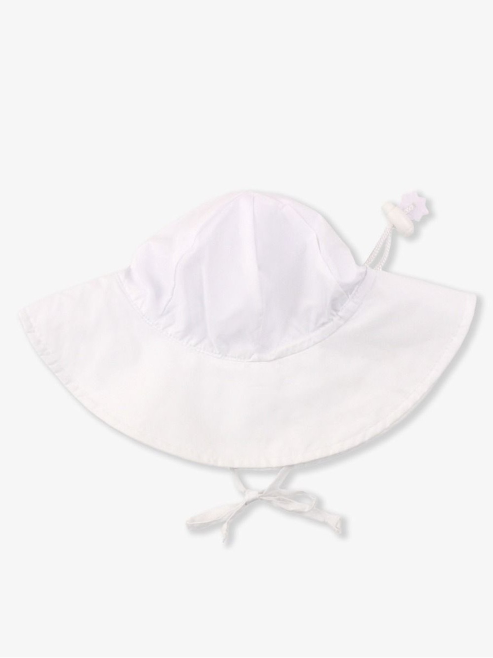 Ruffle Butts White Wide Brim Sun Hat with Chin Tie